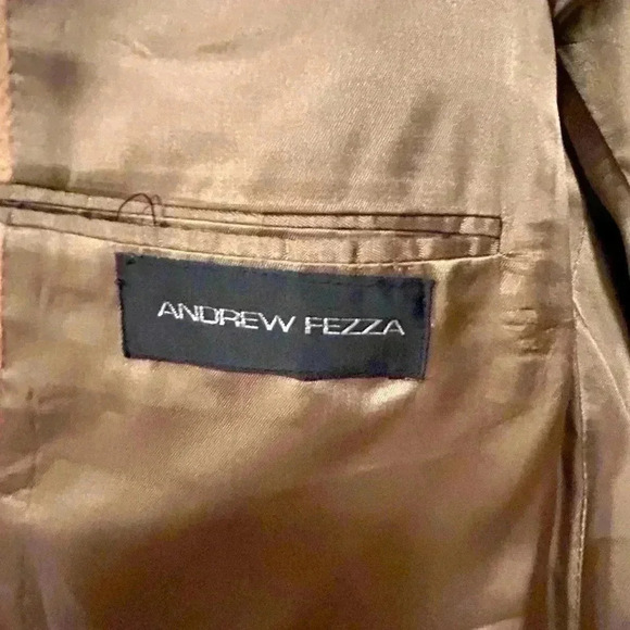 Andrew Fezza Men's Tan Camel Hair Blazer Size 42L Business Two-Button - Picture 8 of 10